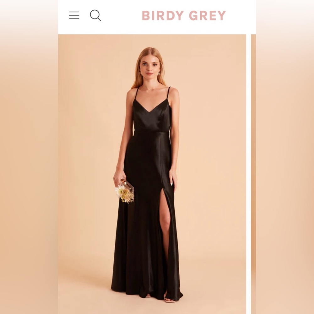 Birdy Grey “Jay Dress” Shiny Satin Black